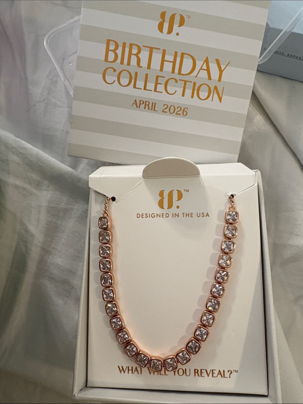 Rose Gold Crystal Tennis Necklace - Birthday Collection April 2026